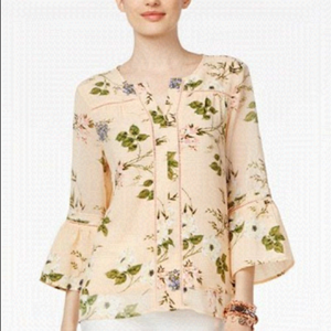 FEVER Floral-Print Illusion-Sleeve Blouse